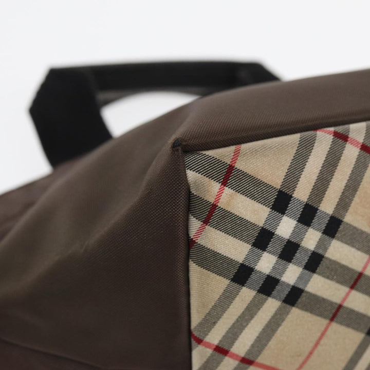 BurberrySs Nova Check Blue Label Hand Bag Canvas Brown Auth yb594