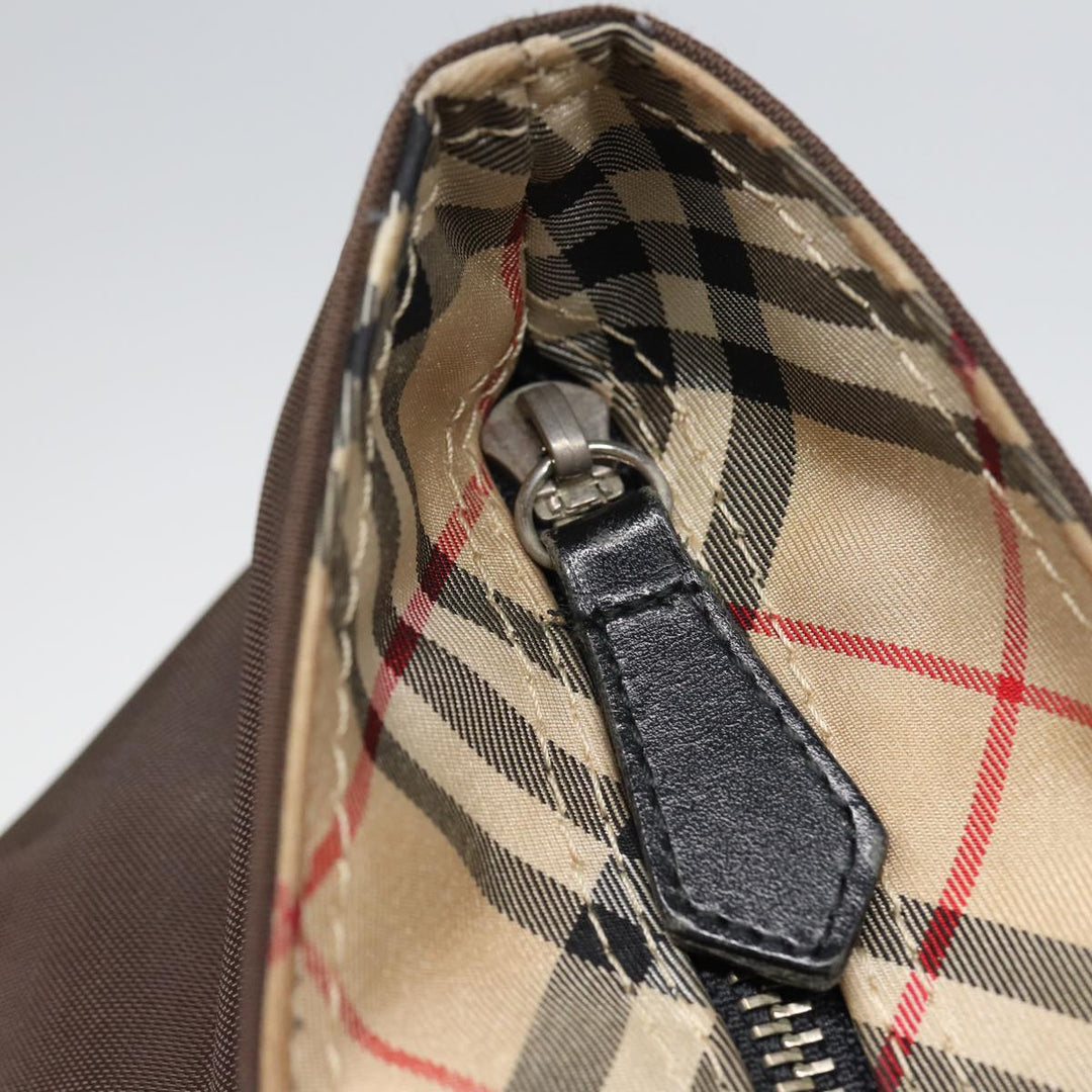BurberrySs Nova Check Blue Label Hand Bag Canvas Brown Auth yb594