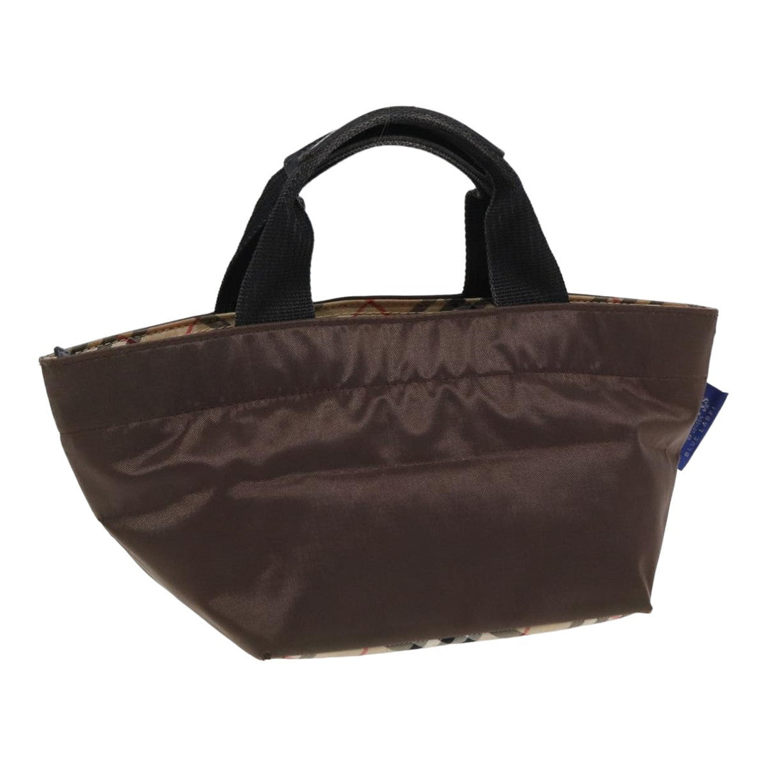 BurberrySs Nova Check Blue Label Hand Bag Canvas Brown Auth yb594
