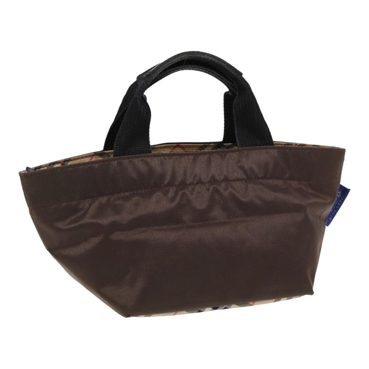 BurberrySs Nova Check Blue Label Hand Bag Canvas Brown Auth yb594