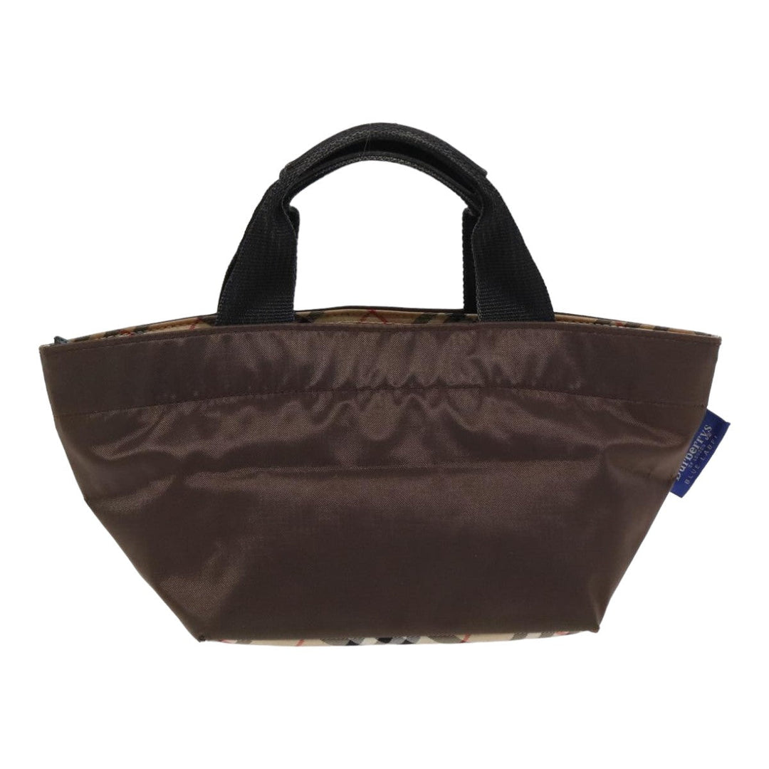 BurberrySs Nova Check Blue Label Hand Bag Canvas Brown Auth yb594