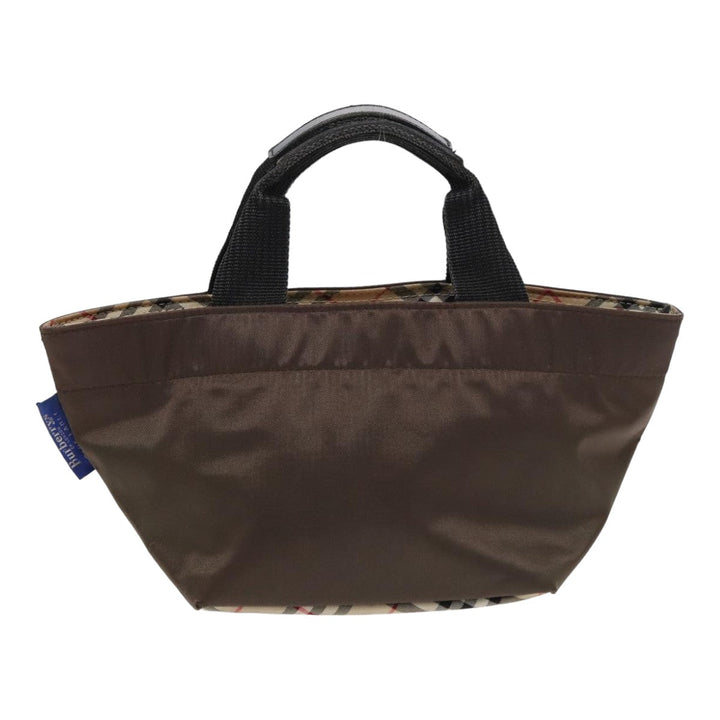 BurberrySs Nova Check Blue Label Hand Bag Canvas Brown Auth yb594
