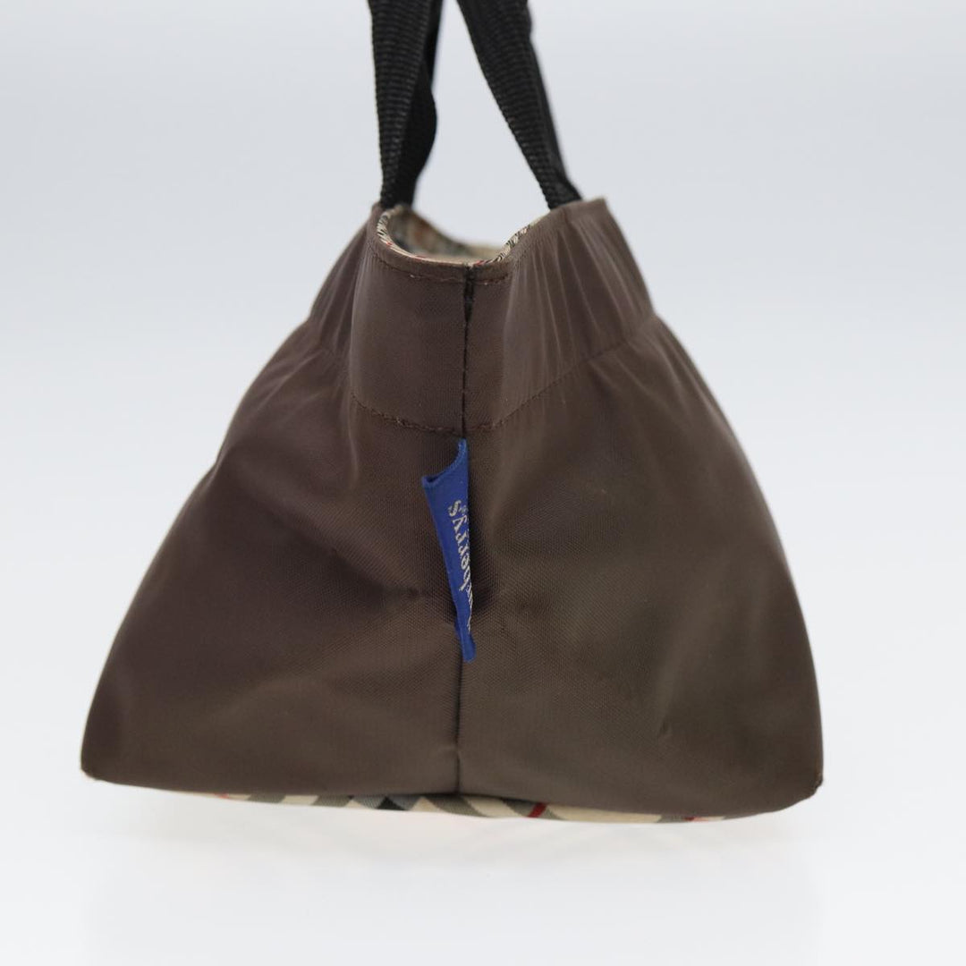 BurberrySs Nova Check Blue Label Hand Bag Canvas Brown Auth yb594