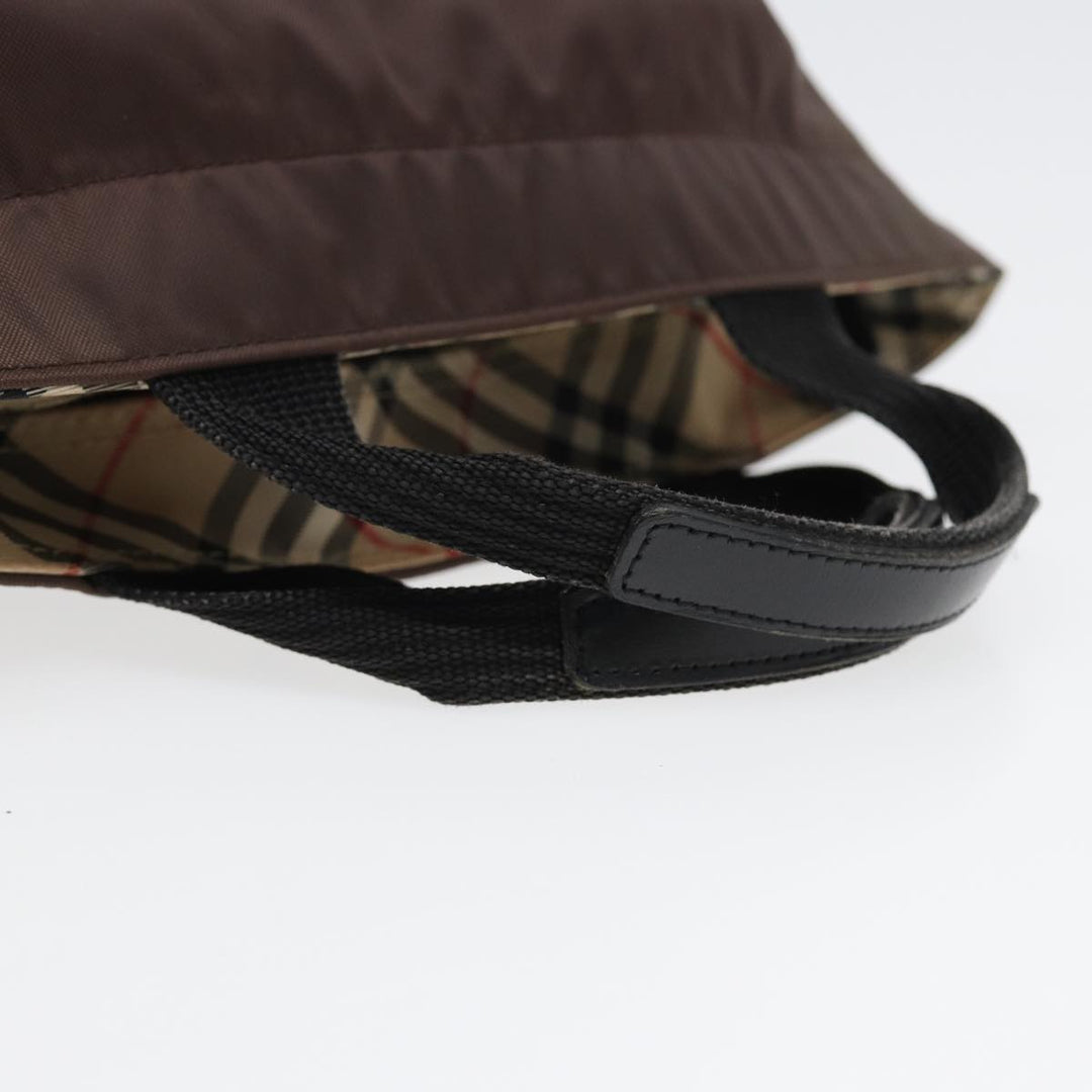 BurberrySs Nova Check Blue Label Hand Bag Canvas Brown Auth yb594