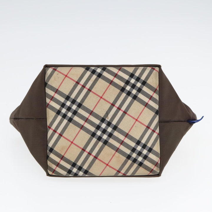 BurberrySs Nova Check Blue Label Hand Bag Canvas Brown Auth yb594