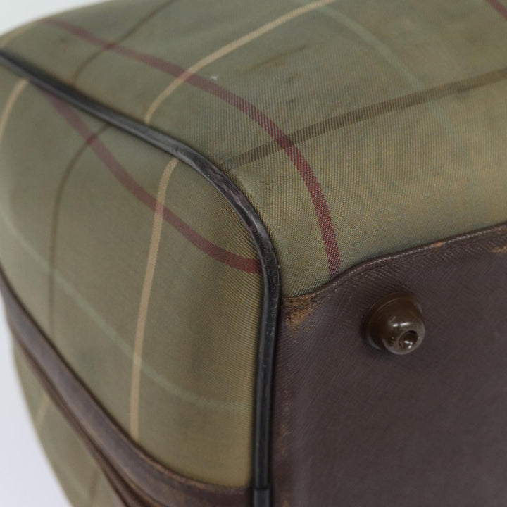 BurberrySs Nova Check Boston Bag Canvas Leather Beige Brown Auth yb602