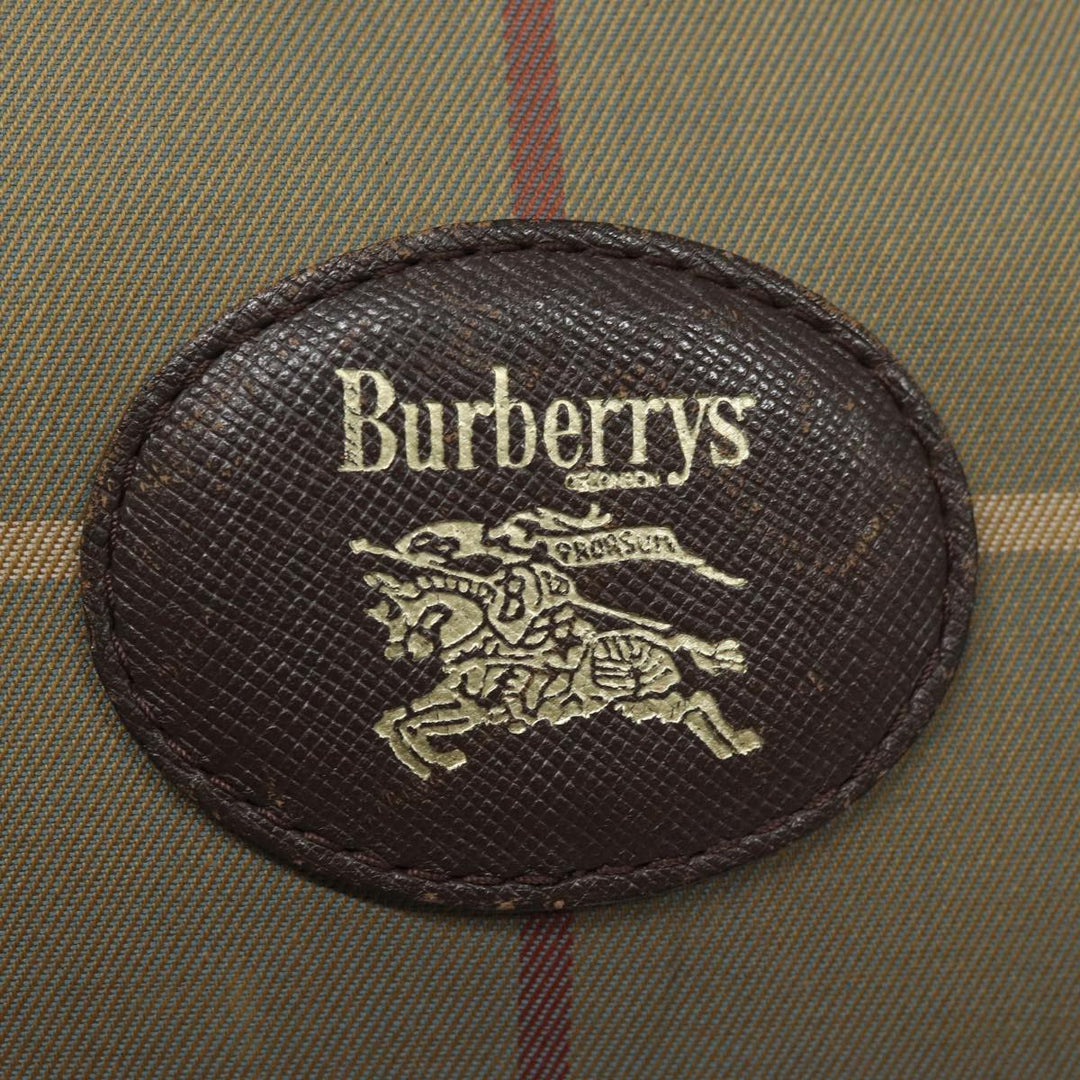 BurberrySs Nova Check Boston Bag Canvas Leather Beige Brown Auth yb602