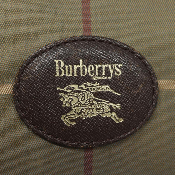 BurberrySs Nova Check Boston Bag Canvas Leather Beige Brown Auth yb602