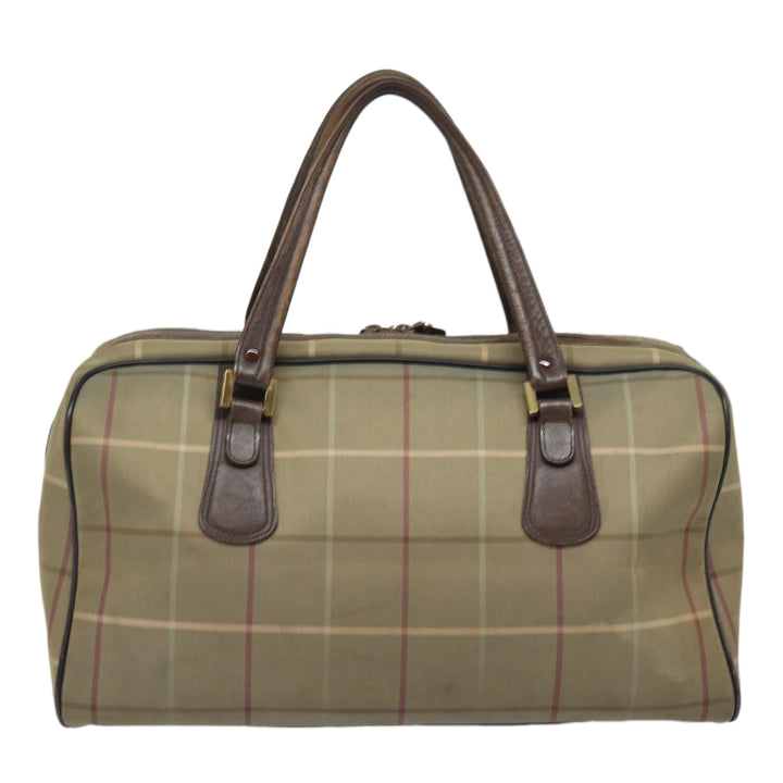 BurberrySs Nova Check Boston Bag Canvas Leather Beige Brown Auth yb602
