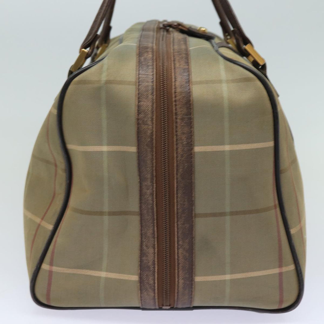 BurberrySs Nova Check Boston Bag Canvas Leather Beige Brown Auth yb602