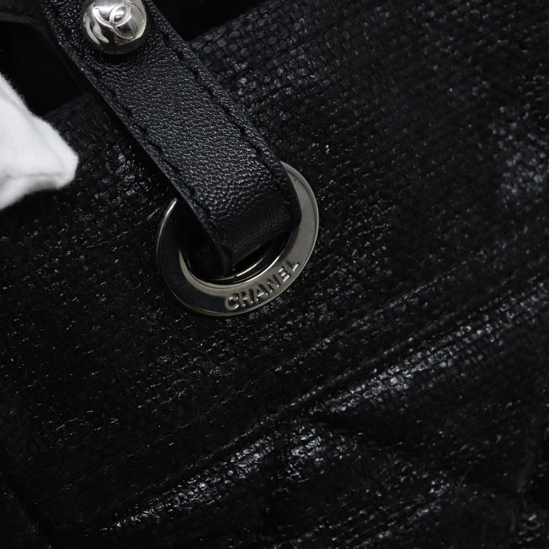 Chanel Paris Biarritz Tote PM Tote Bag Coated Canvas Black CC Auth yb614