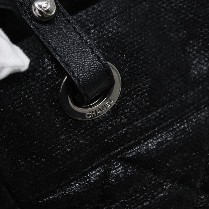 Chanel Paris Biarritz Tote PM Tote Bag Coated Canvas Black CC Auth yb614