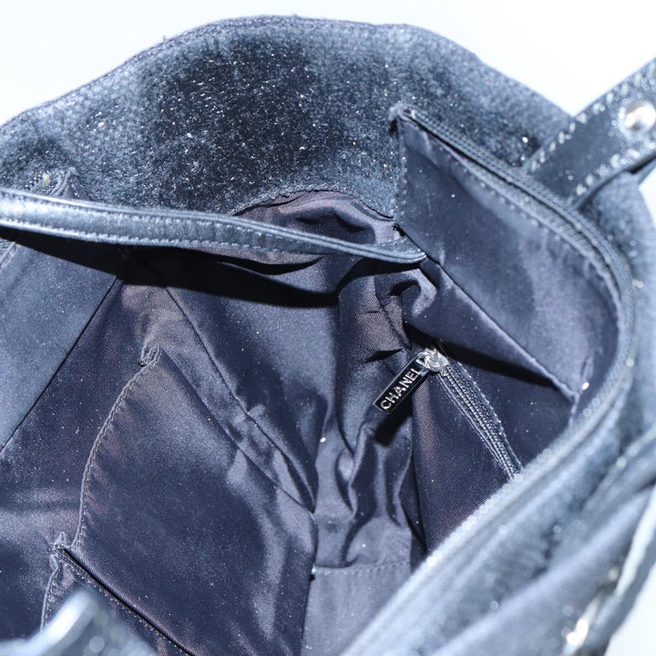 Top Quality Chanel Paris Biarritz Tote PM Tote Bag Coated Canvas Black CC Auth yb614