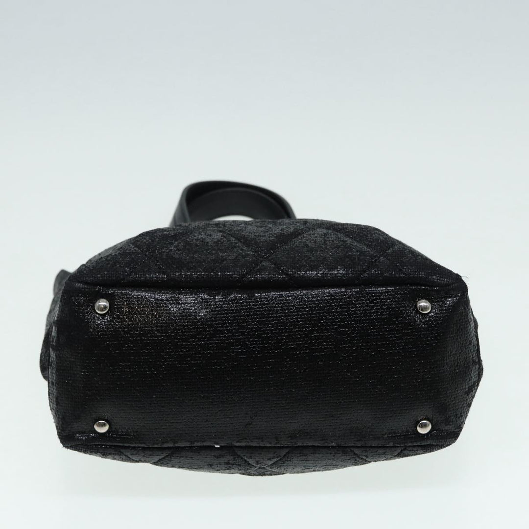 Top Quality Chanel Paris Biarritz Tote PM Tote Bag Coated Canvas Black CC Auth yb614