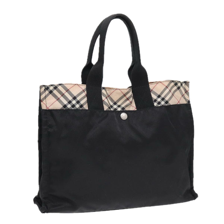 Burberry Nova Check Hand Bag Nylon Beige Black Auth yb621