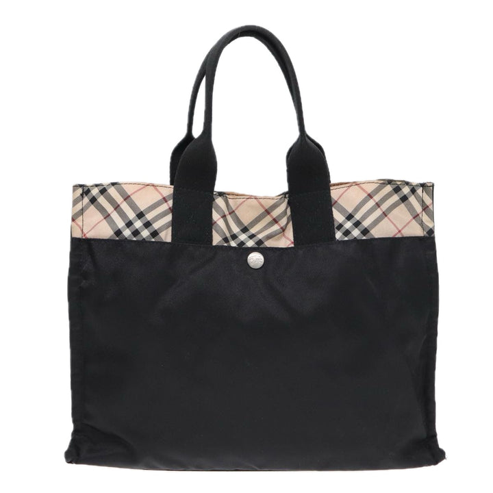 Burberry Nova Check Hand Bag Nylon Beige Black Auth yb621