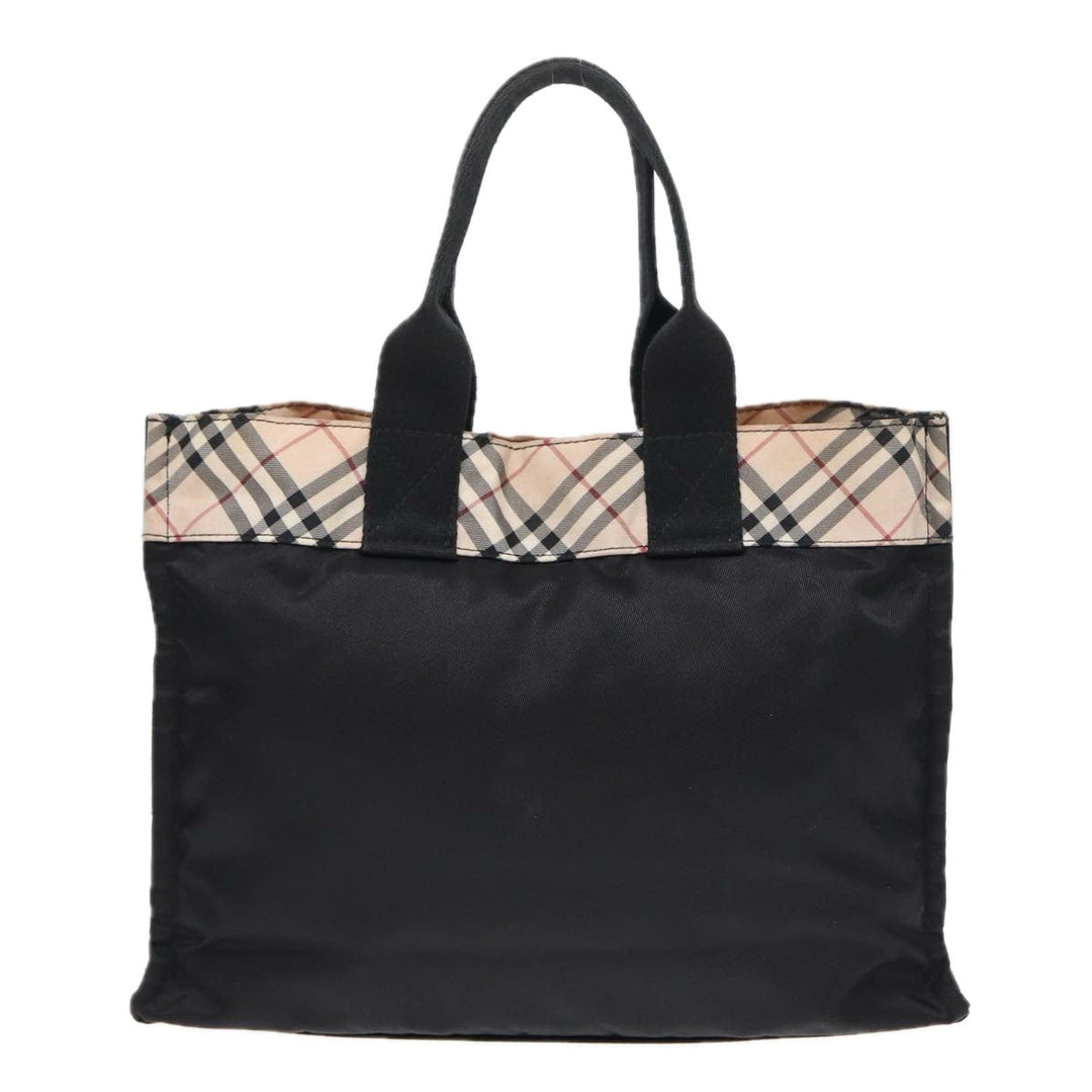 Burberry Nova Check Hand Bag Nylon Beige Black Auth yb621