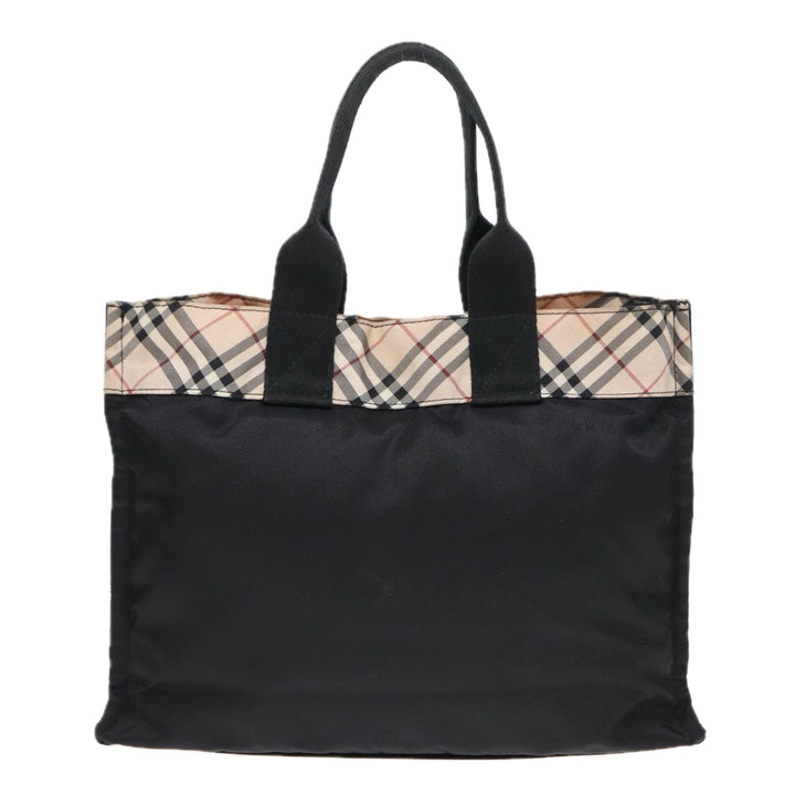 Burberry Nova Check Hand Bag Nylon Beige Black Auth yb621