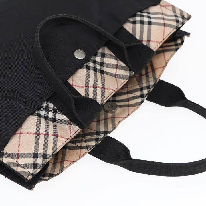 Burberry Nova Check Hand Bag Nylon Beige Black Auth yb621