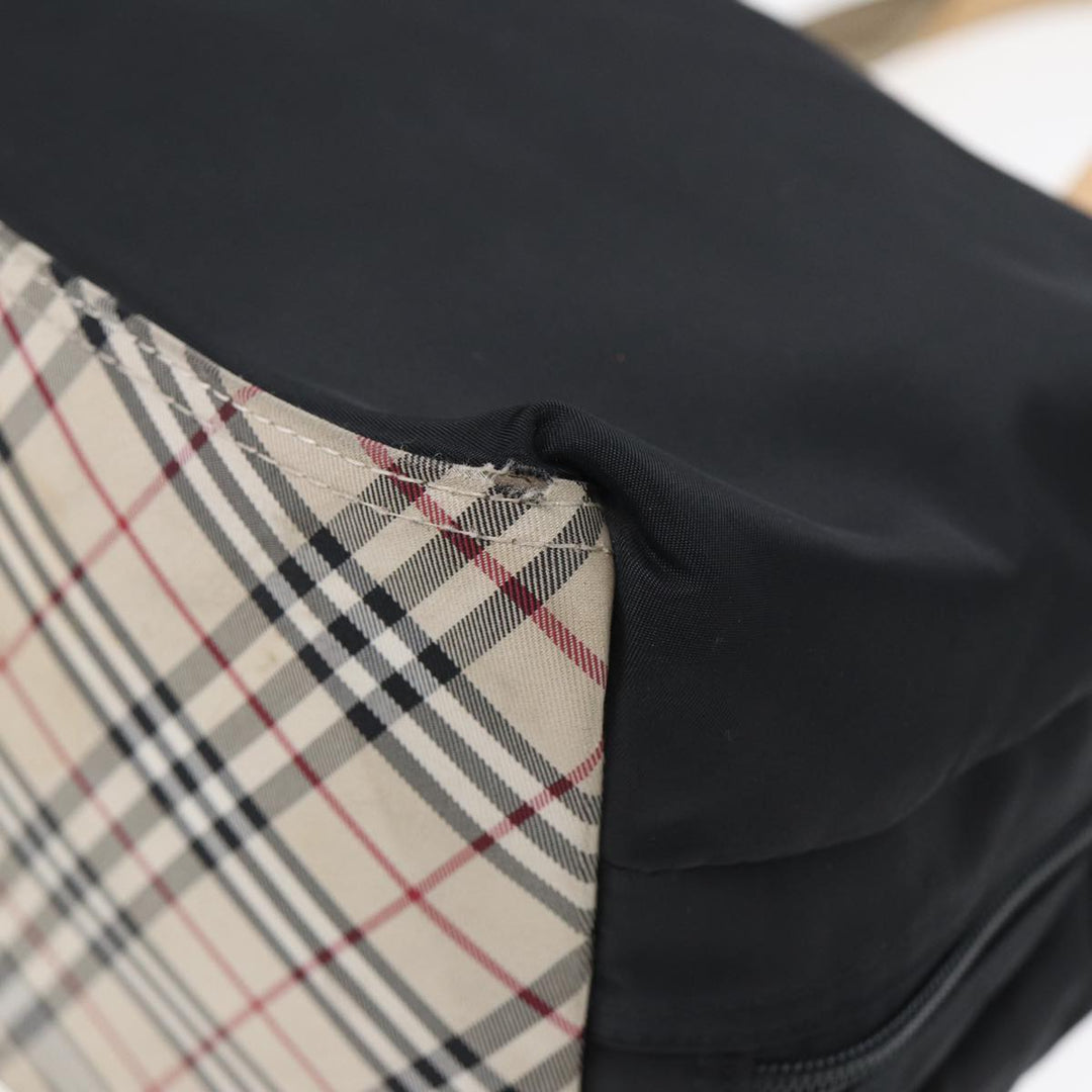 Burberry Nova Check Hand Bag Nylon Beige Black Auth yb631