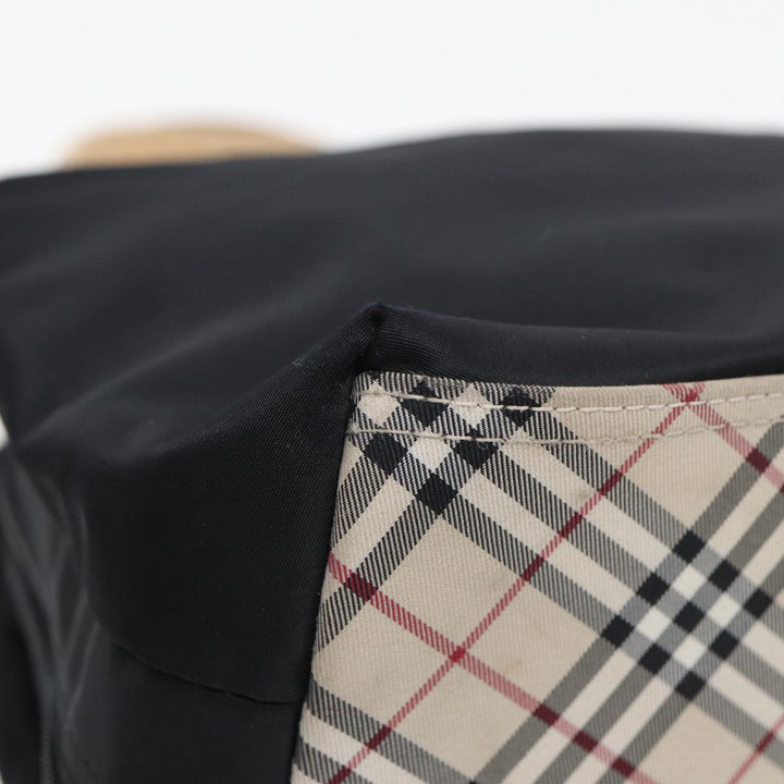 Burberry Nova Check Hand Bag Nylon Beige Black Auth yb631