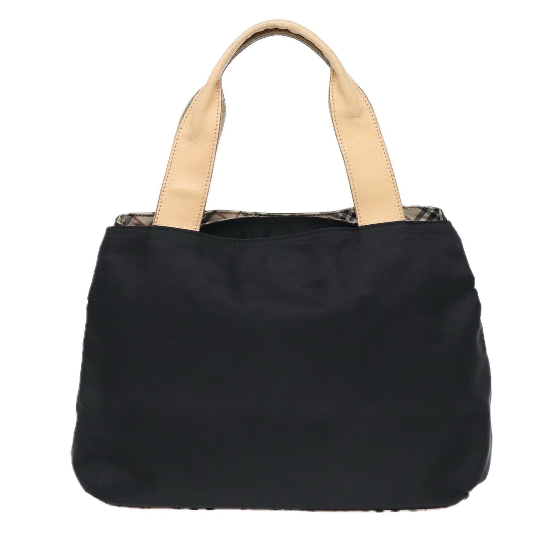 Burberry Nova Check Hand Bag Nylon Beige Black Auth yb631