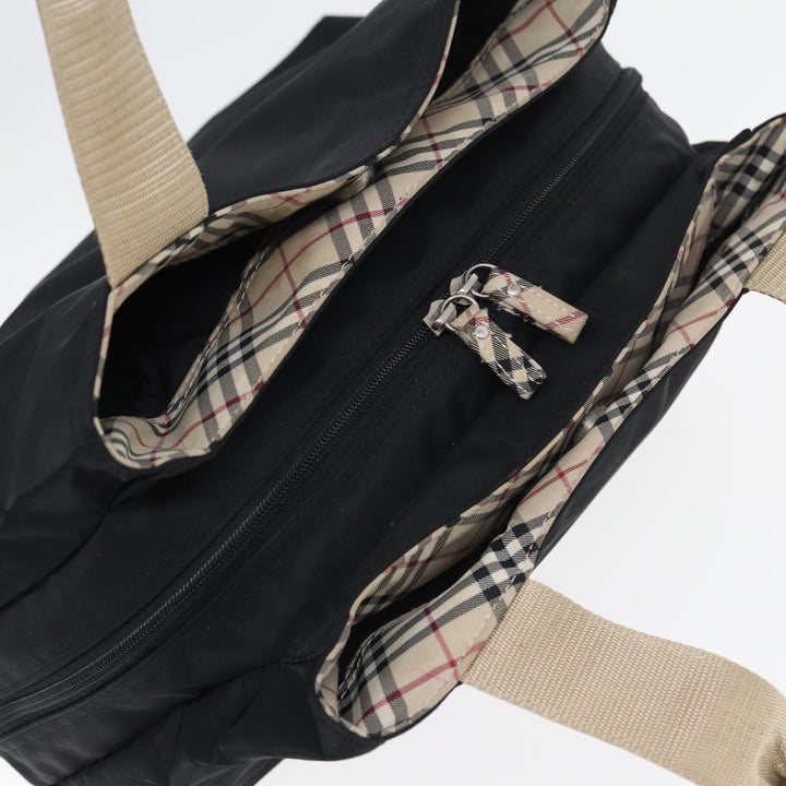Burberry Nova Check Hand Bag Nylon Beige Black Auth yb631