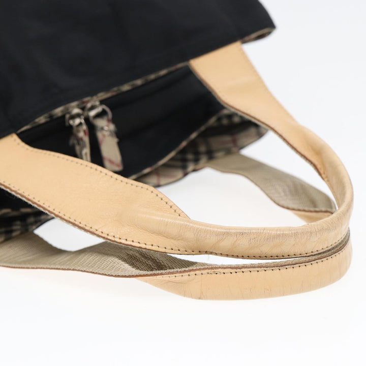 Burberry Nova Check Hand Bag Nylon Beige Black Auth yb631