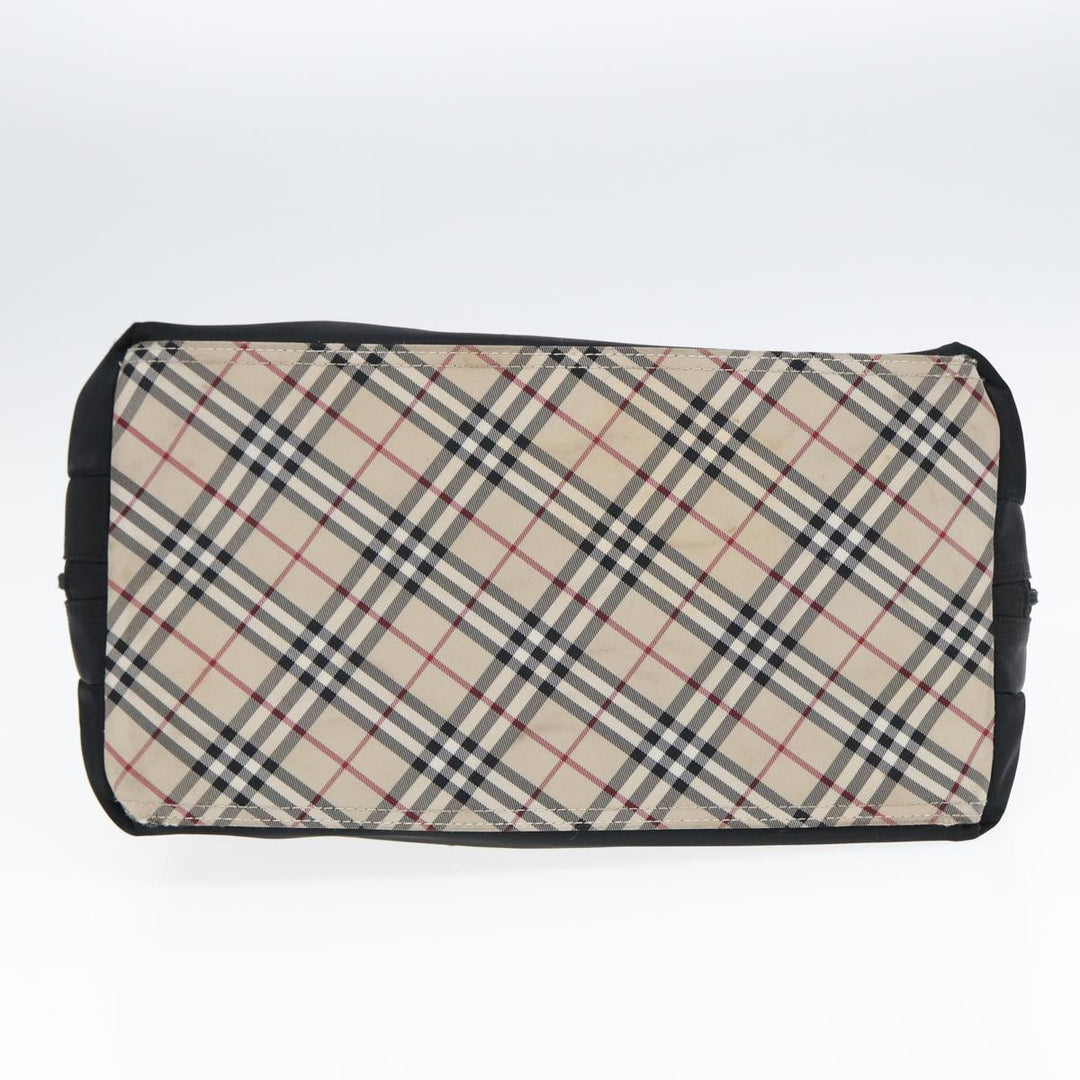 Burberry Nova Check Hand Bag Nylon Beige Black Auth yb631
