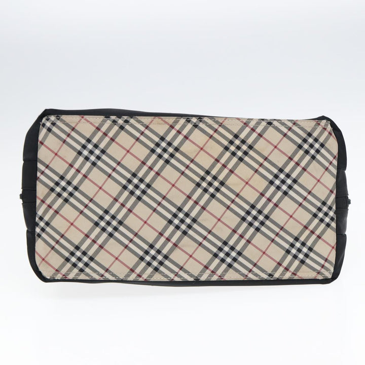 Burberry Nova Check Hand Bag Nylon Beige Black Auth yb631