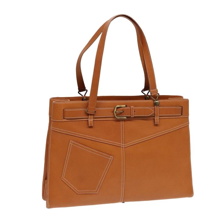 CHRISTIAN Top quality Dior Tote Bag Leather Jeans Pocket Brown Auth yb636