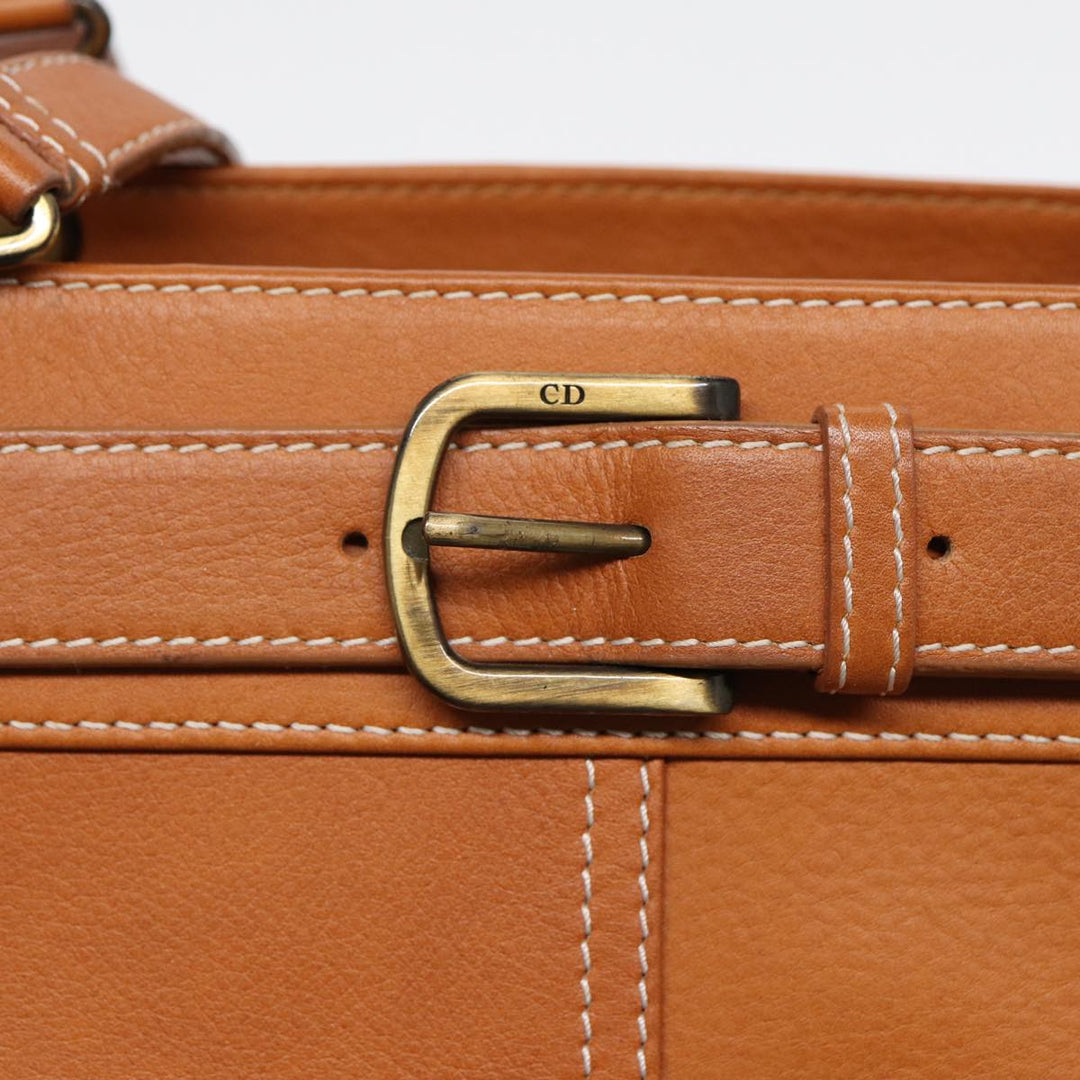 CHRISTIAN Top quality Dior Tote Bag Leather Jeans Pocket Brown Auth yb636