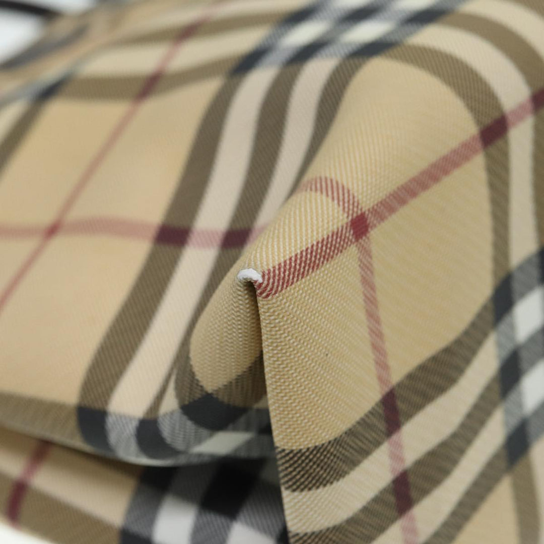 Burberry Nova Check Hand Bag PVC Beige Silver Auth yb666