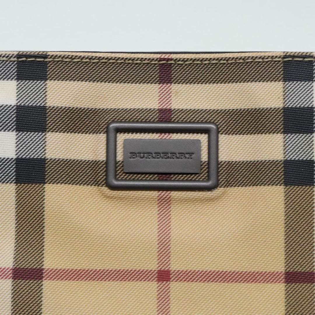 Burberry Nova Check Hand Bag PVC Beige Silver Auth yb666