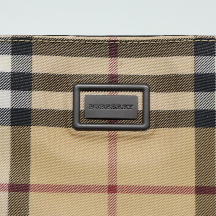 Burberry Nova Check Hand Bag PVC Beige Silver Auth yb666