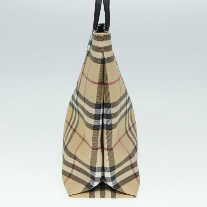 Burberry Nova Check Hand Bag PVC Beige Silver Auth yb666