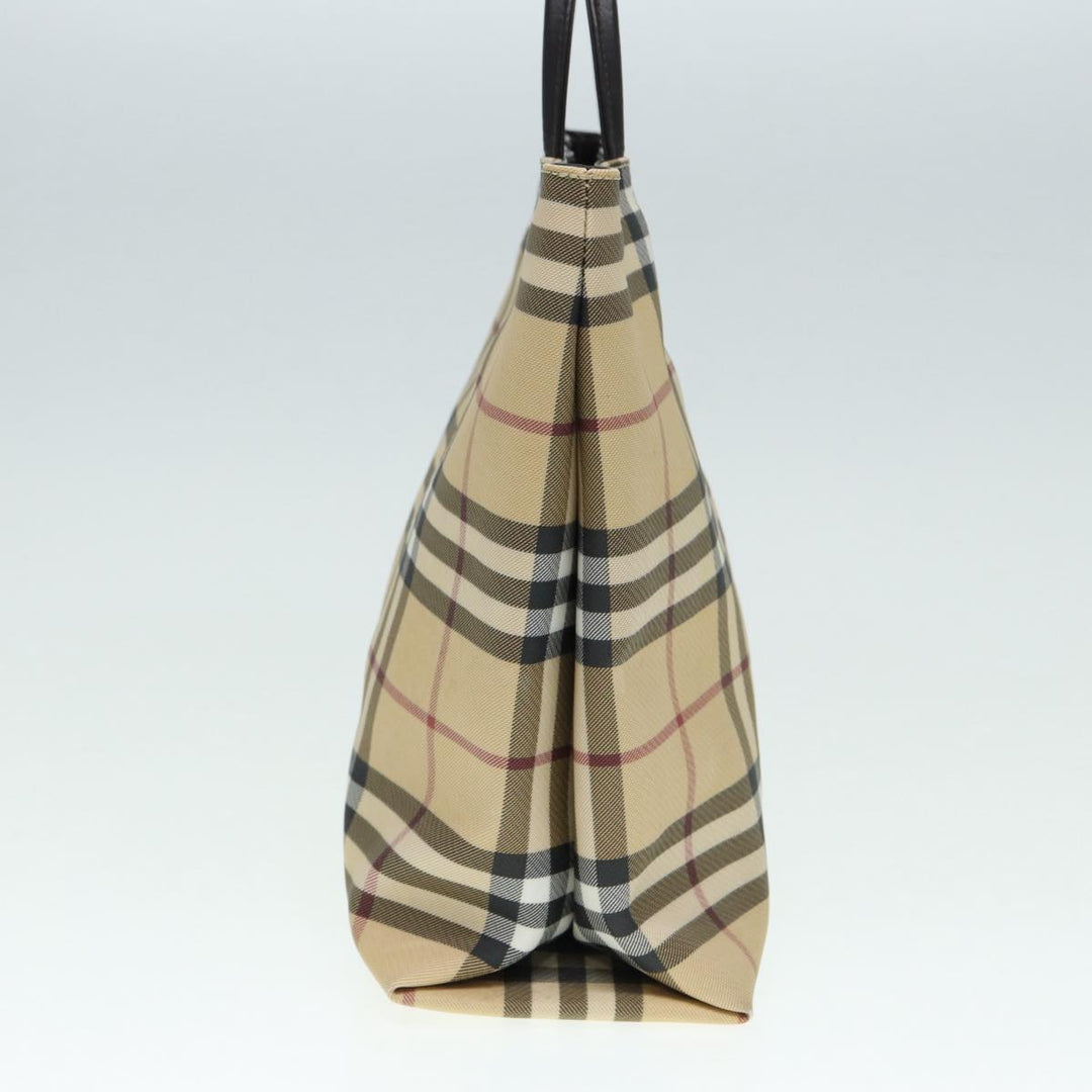 Burberry Nova Check Hand Bag PVC Beige Silver Auth yb666