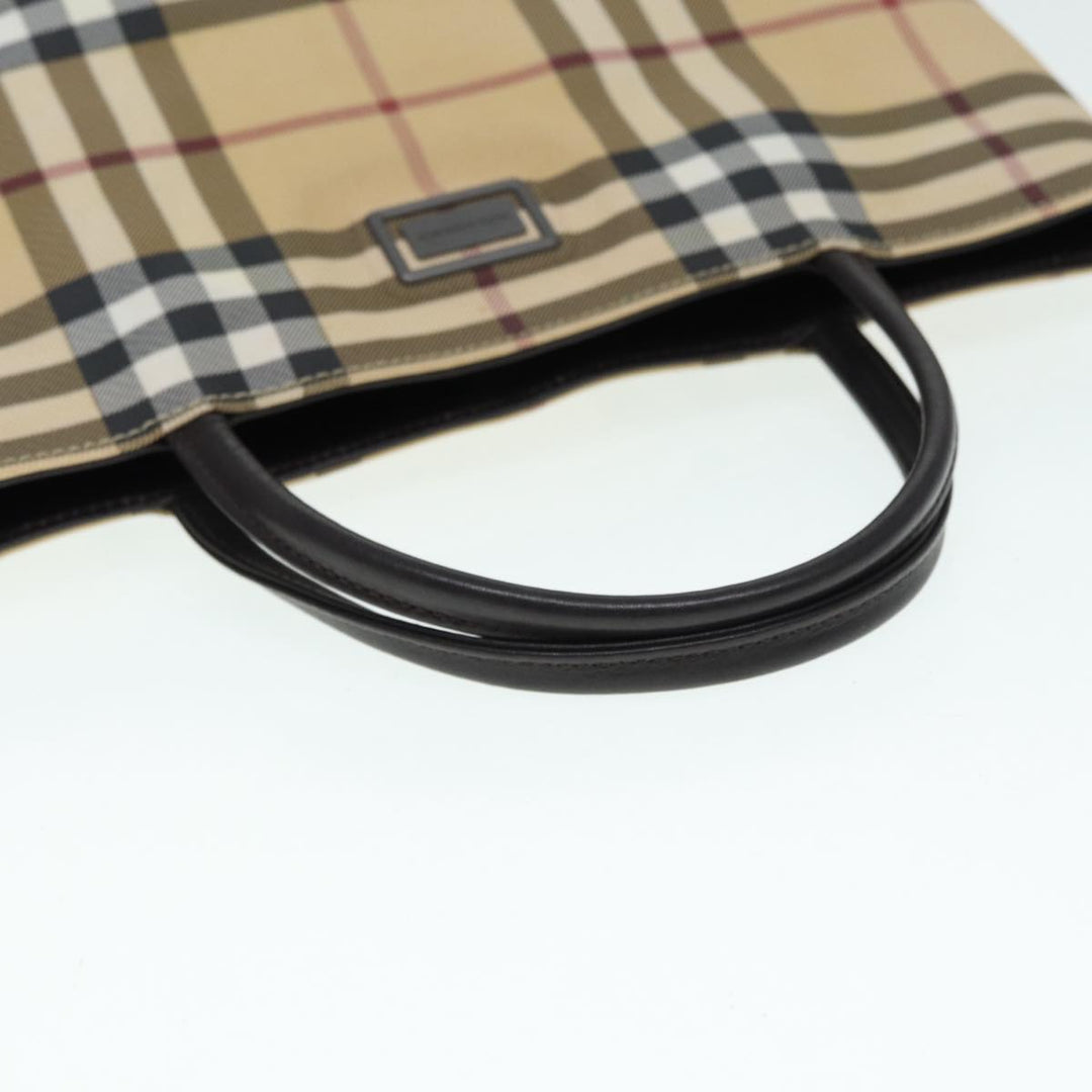 Burberry Nova Check Hand Bag PVC Beige Silver Auth yb666