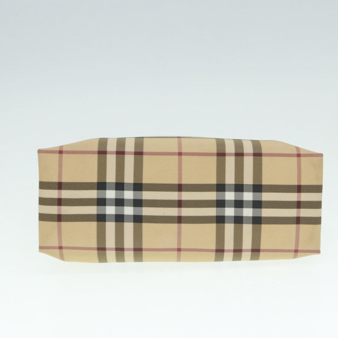 Burberry Nova Check Hand Bag PVC Beige Silver Auth yb666