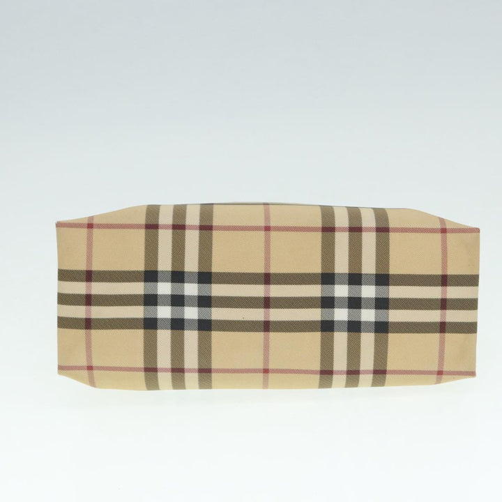 Burberry Nova Check Hand Bag PVC Beige Silver Auth yb666