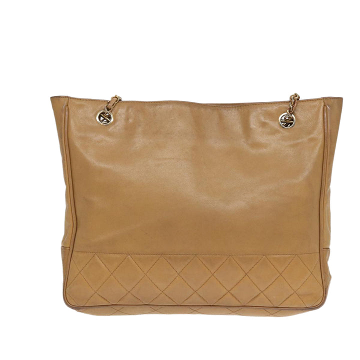 Top Quality Chanel Matelasse Chain Shoulder Bag Leather Beige Gold CC Auth yb672