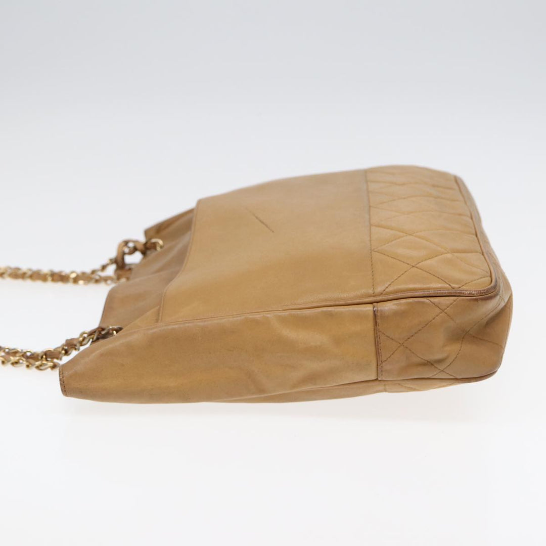 Top Quality Chanel Matelasse Chain Shoulder Bag Leather Beige Gold CC Auth yb672