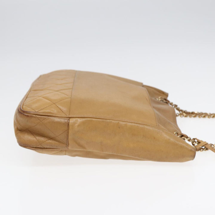 Top Quality Chanel Matelasse Chain Shoulder Bag Leather Beige Gold CC Auth yb672