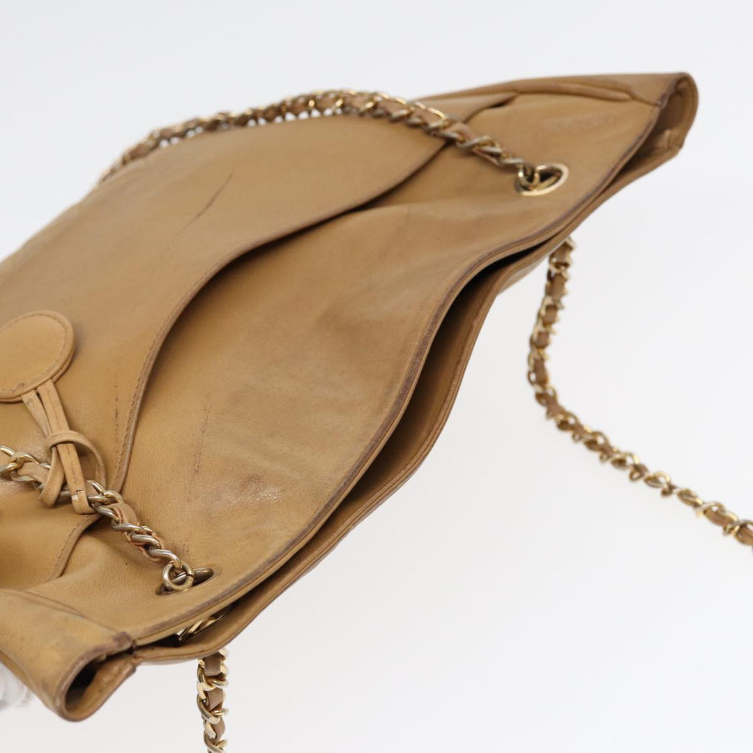 Top Quality Chanel Matelasse Chain Shoulder Bag Leather Beige Gold CC Auth yb672