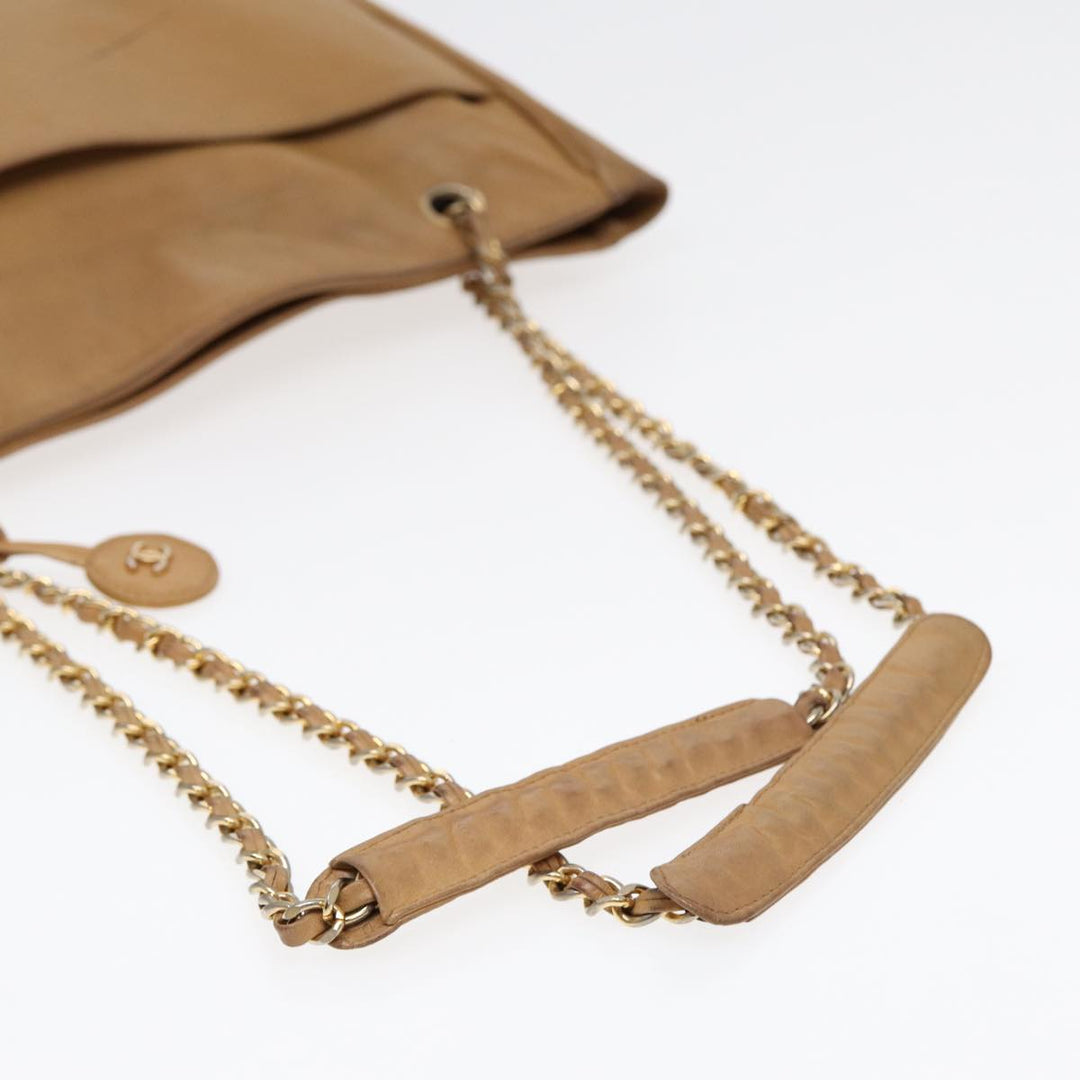 Top Quality Chanel Matelasse Chain Shoulder Bag Leather Beige Gold CC Auth yb672