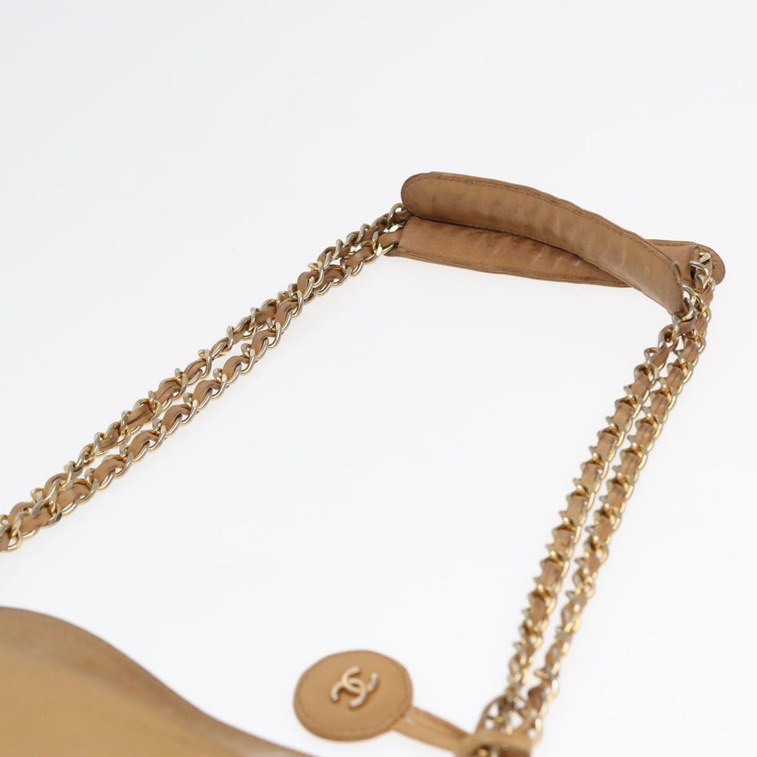 Top Quality Chanel Matelasse Chain Shoulder Bag Leather Beige Gold CC Auth yb672