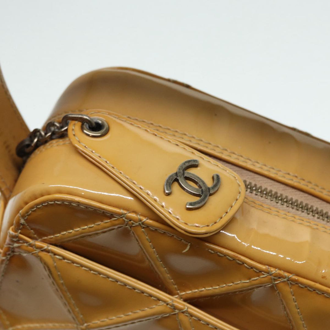 Chanel Bicolore Shoulder Bag Enamel Yellow Silver CC Auth yb674