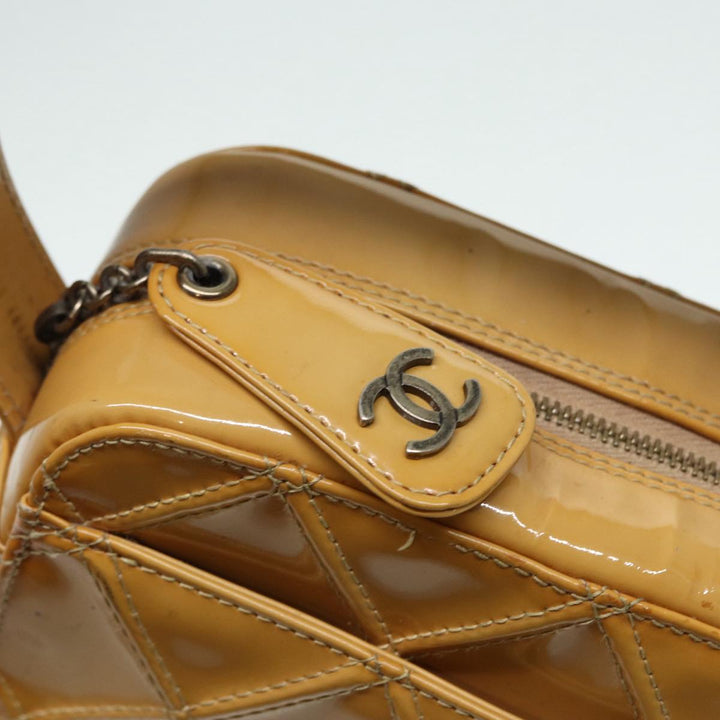 Chanel Bicolore Shoulder Bag Enamel Yellow Silver CC Auth yb674