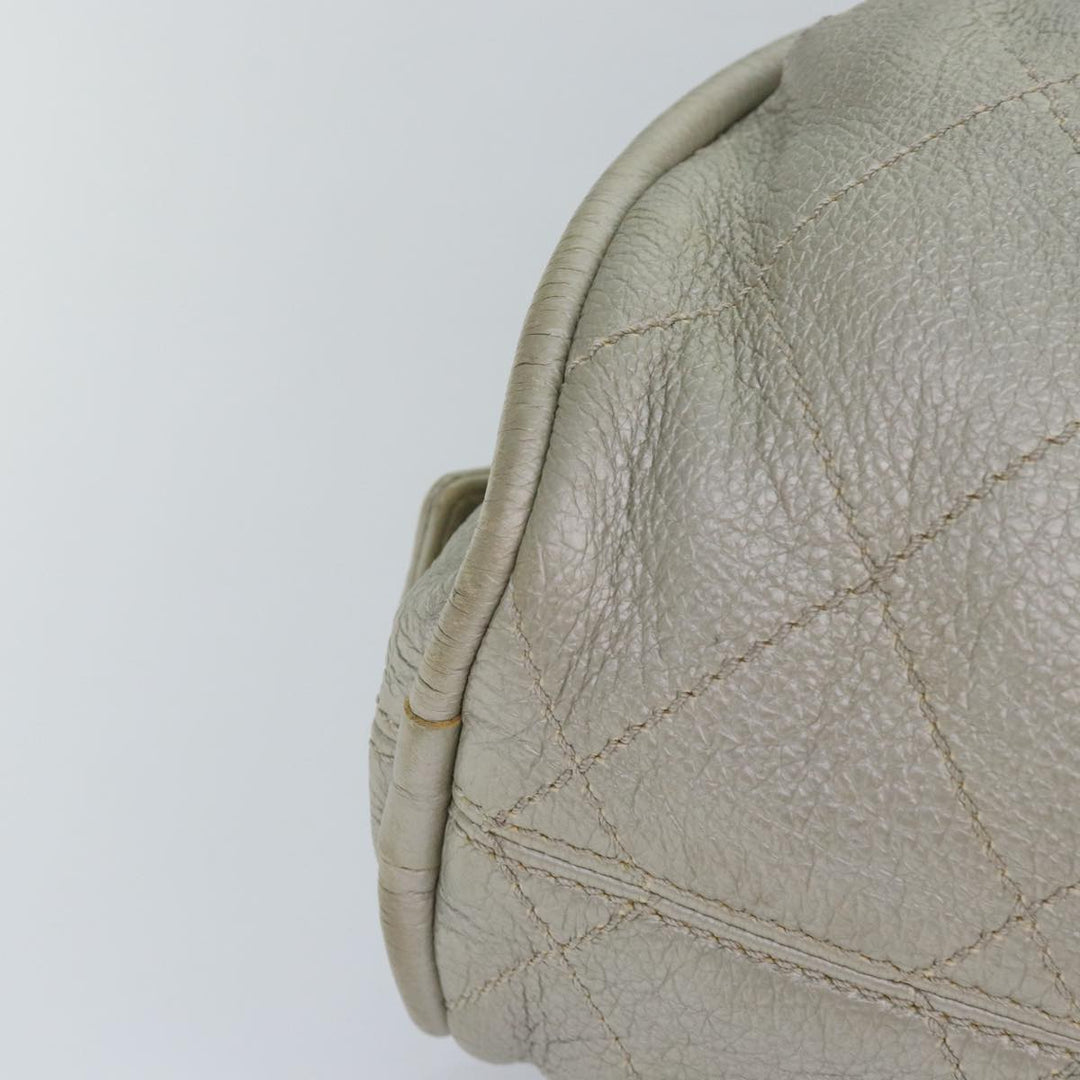 Top Quality Chanel Matelasse Hand Bag Leather Silver CC Auth yb675