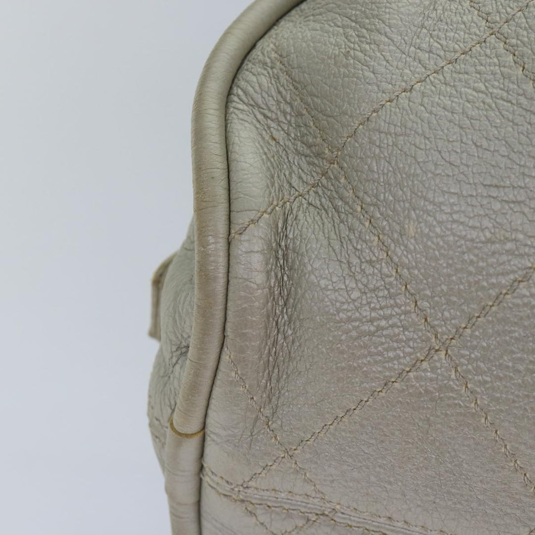 Top Quality Chanel Matelasse Hand Bag Leather Silver CC Auth yb675